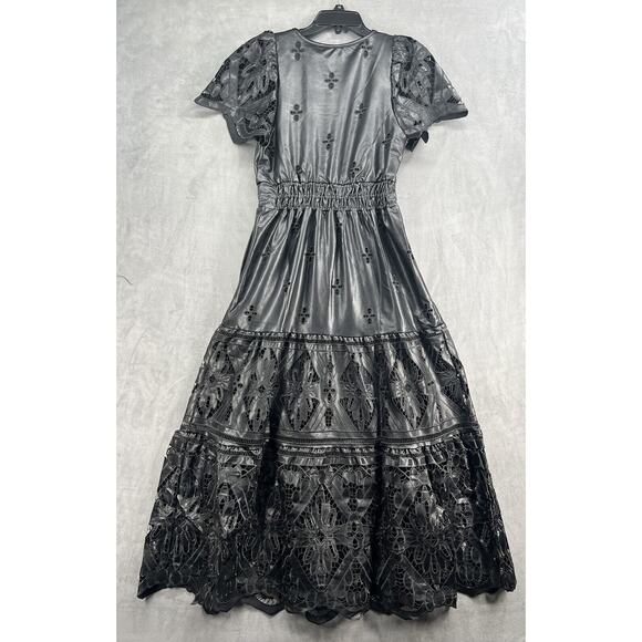 Anthropologie The Somerset Fuax Leather Edition Maxi Dress Size Small Black - Picture 8 of 16